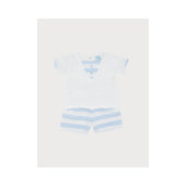 Sardon Baby Boy White and Blue Stripe Short Set